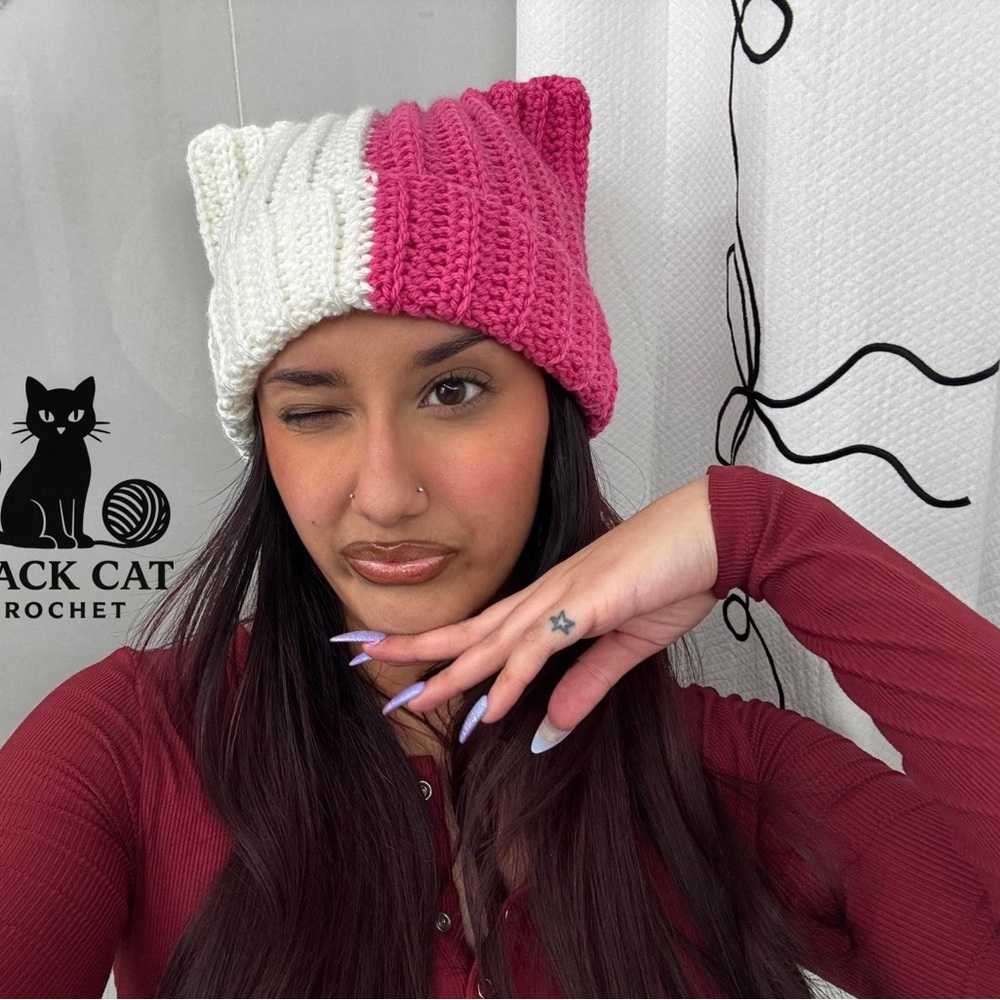 Handmade Crochet Cat Beanie | Kitty Hat
